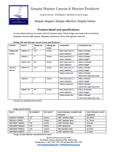 Product specification sheet