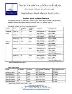 Product specification sheet