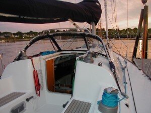 Beneteau with drop top dodger back