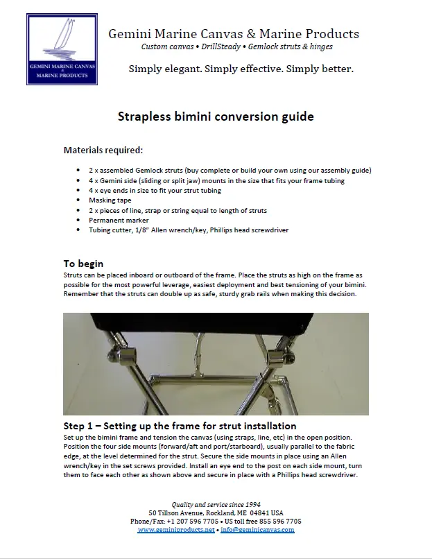 Strapless bimini conversion guide download