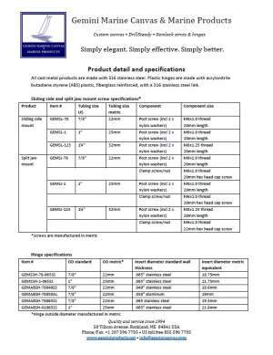 Gemini Marine Product information sheet