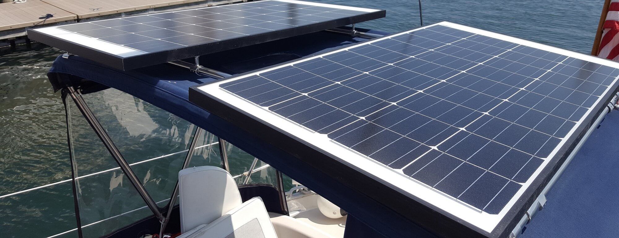 Solar panels held by Gemini Marine Products
