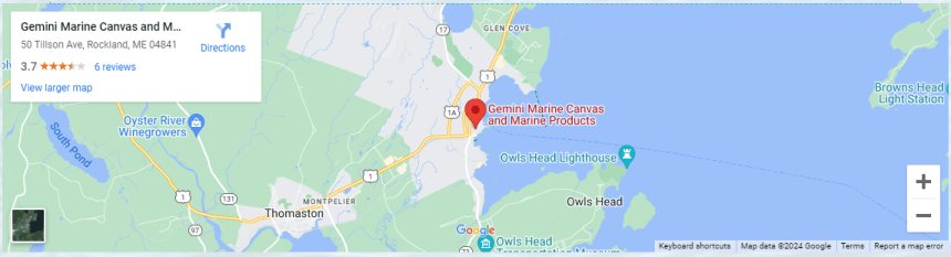 Map locating Gemini Marine Products